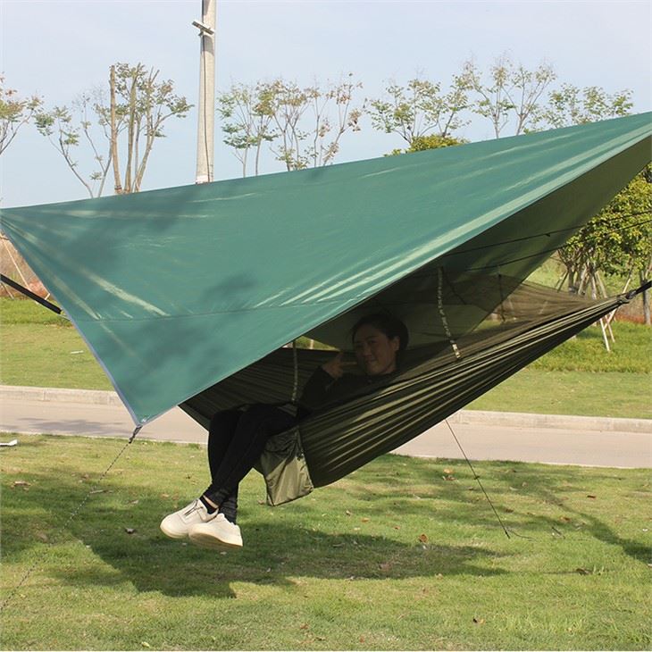 dark green mosquito net hammock with rainy