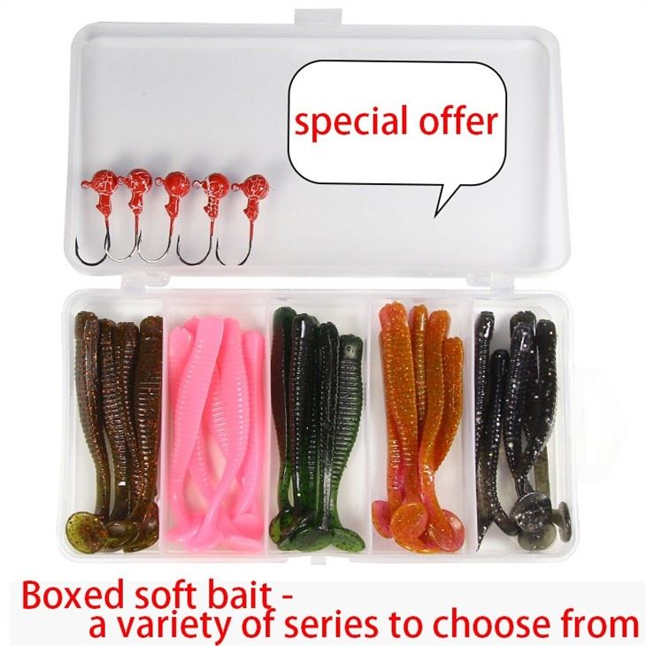 TOPIND Soft Bait T-tail Curly Tail Lure Corn Set Boxed Accessories